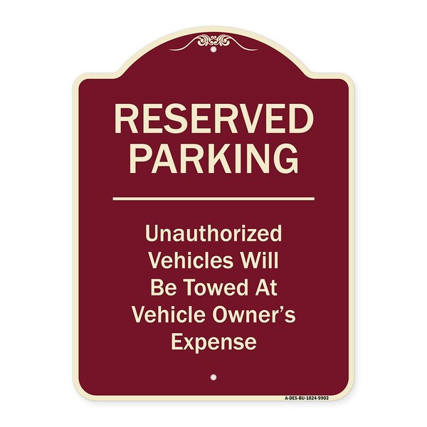 Signmission Designer Series-Reserved Parking Unauthorized Vehicles Will Be Towed Vehicl, 24" x 18", BU-1824-9903 A-DES-BU-1824-9903 - main